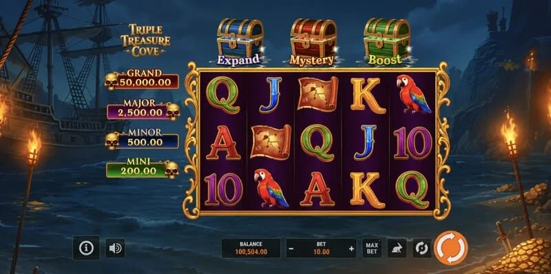 Triple Treasure Cove - raundi bonus Hold and Win me monedha